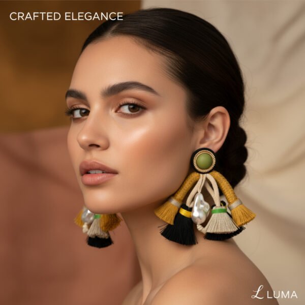 Exaggerated bohemian style tassel earrings - Image 3