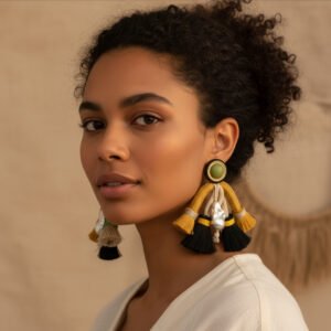 Exaggerated bohemian style tassel earrings