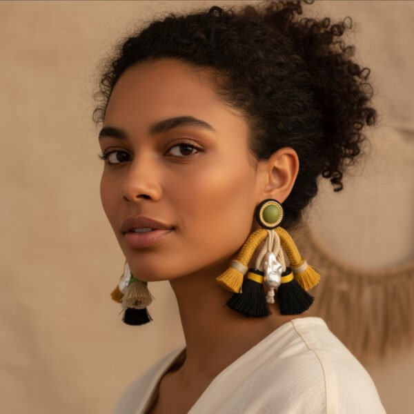 Exaggerated bohemian style tassel earrings