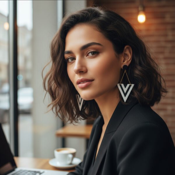 Triangle drop earrings - Image 2