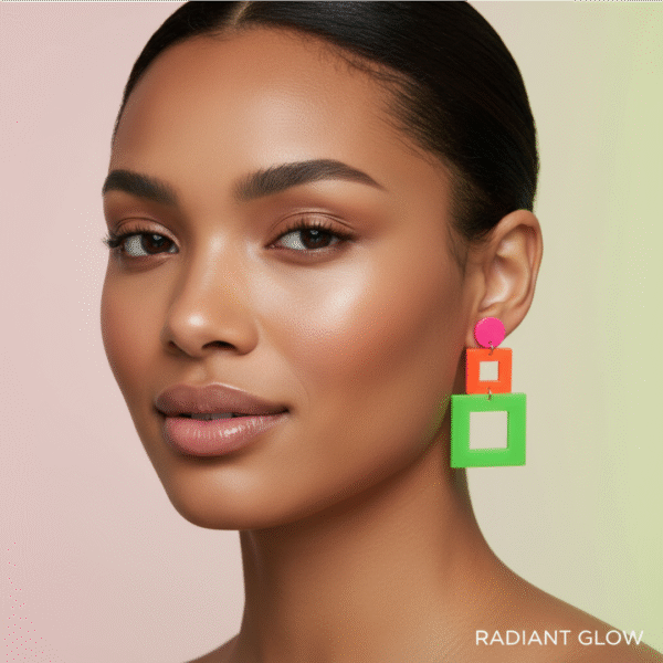 Fashion neon hollow rectangle earrings