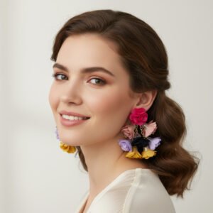 Colorful floral bohemian tassel earrings