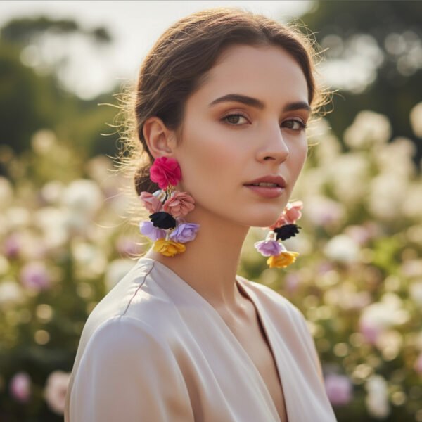 Colorful floral bohemian tassel earrings - Image 4
