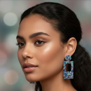 Cute colorful square shaped earrings