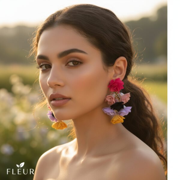 Colorful floral bohemian tassel earrings - Image 5