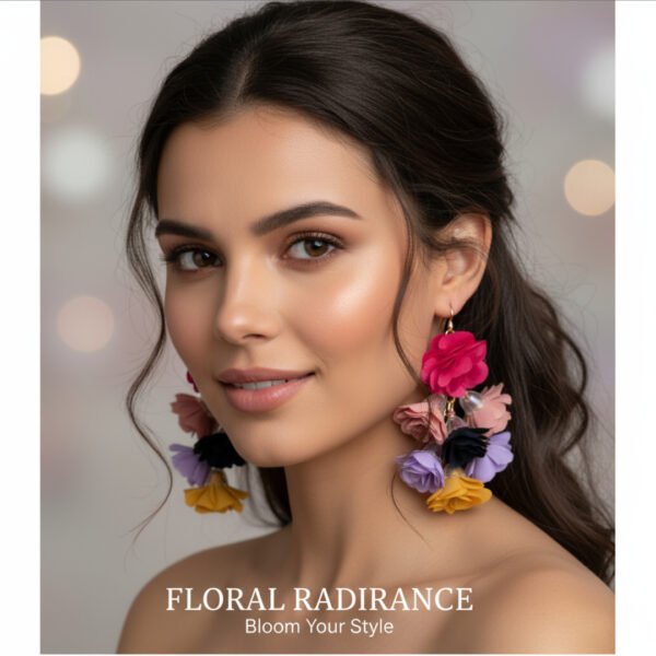 Colorful floral bohemian tassel earrings - Image 3