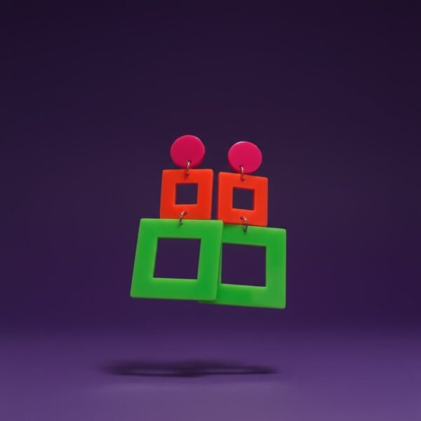 Fashion neon hollow rectangle earrings - Image 5