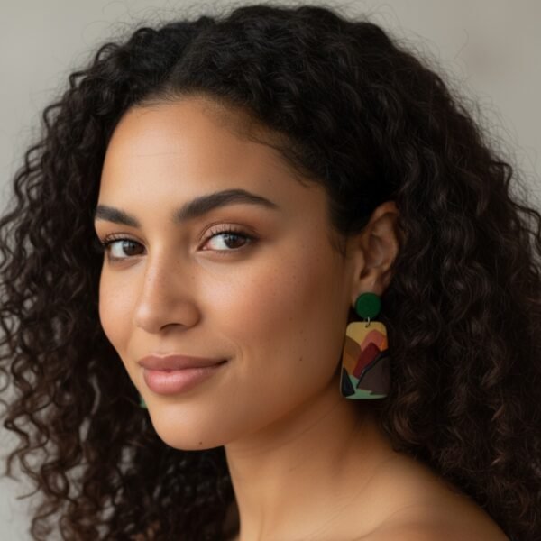 Color trapezoid drop earrings - Image 3