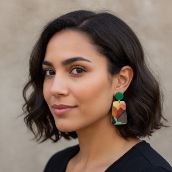 Color trapezoid drop earrings - Image 2