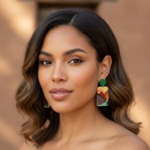Color trapezoid drop earrings