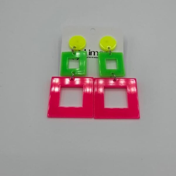 Fashion neon hollow rectangle earrings - Image 2