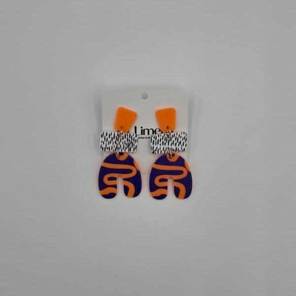 Polka dot & zerba print ceramic earrings - Image 4