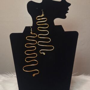Wave drop earrings with gold-tone metal wire